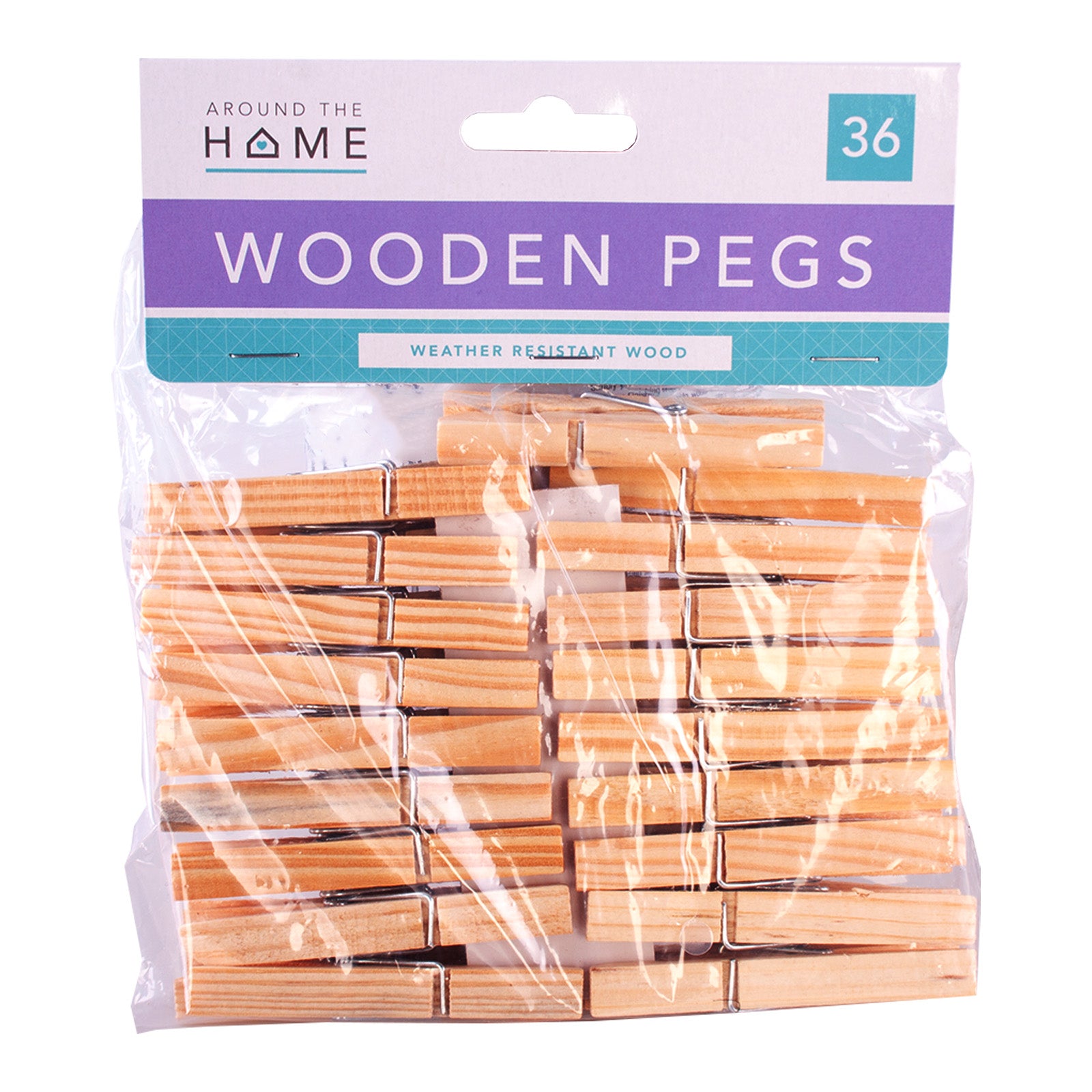 Pack Of 36 Wooden Pegs