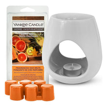 Load image into Gallery viewer, Yankee Candle Exotic Fruits Wax Melt Ceramic Warmer Kit Gift Set
