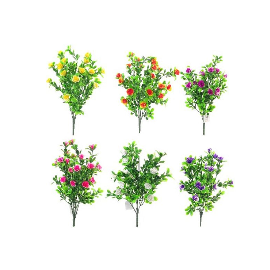 Plastic Mini Rose Bush 33cm Assorted