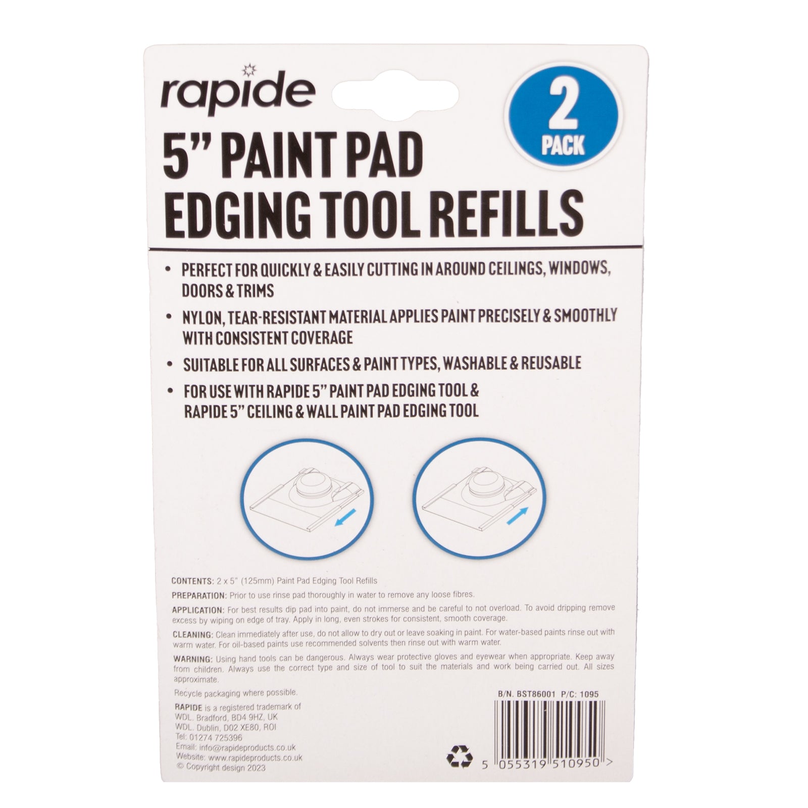 Rapide 5'' Paint Pad Edging Tool Refills 2 Pack Yorkshire Trading Company