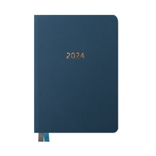 Load image into Gallery viewer, Tallon 2024 A6 Day to View Blue Leatherette Diary
