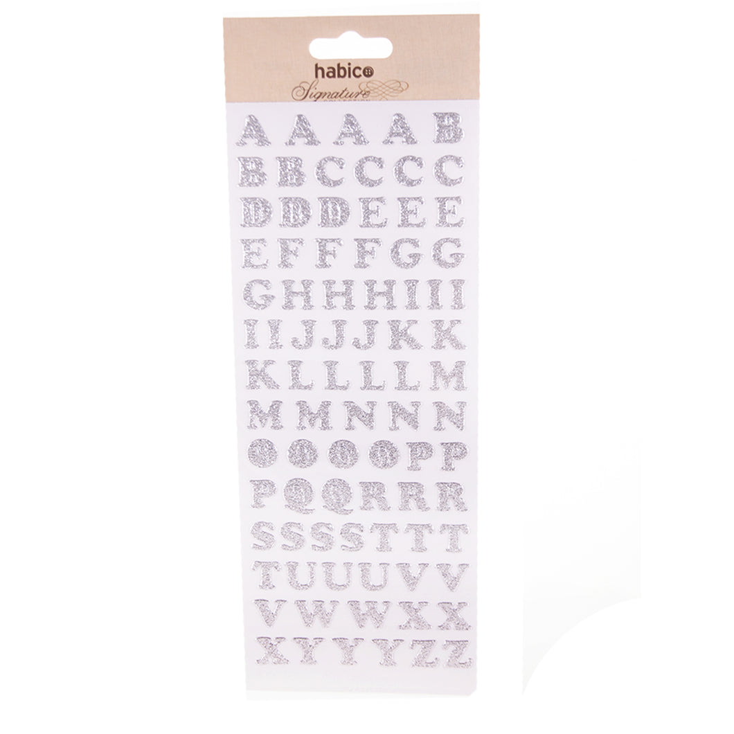 Habico Silver Glitter Letters Stickers