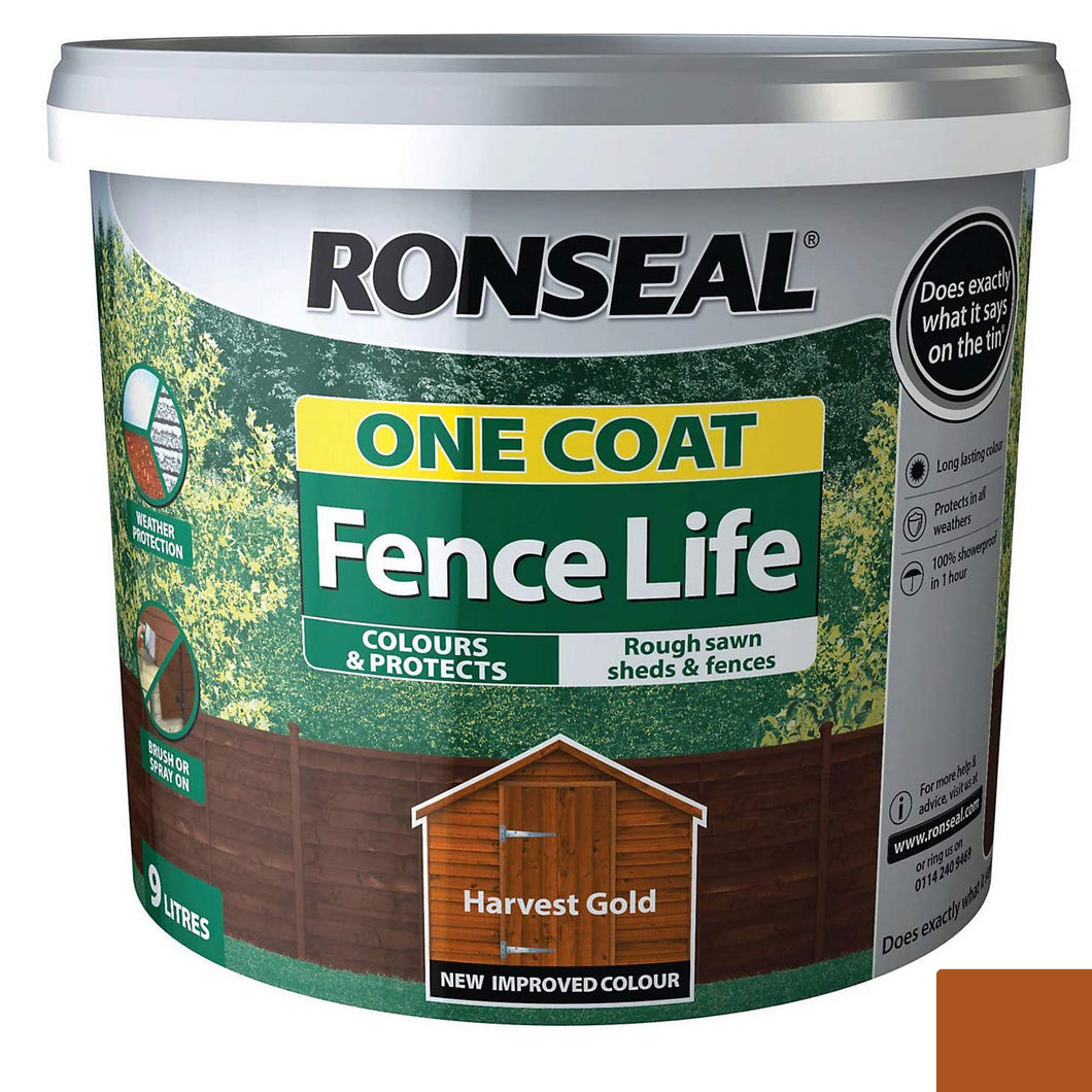 Ronseal Harvest Gold One Coat Fence Life Paint 9L