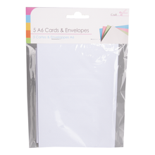 Load image into Gallery viewer, A6 Blank Cards with Envelopes 5pk - White
