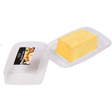 Load image into Gallery viewer, Clear plastic butter dish with a lid and butter on the dish as an example
