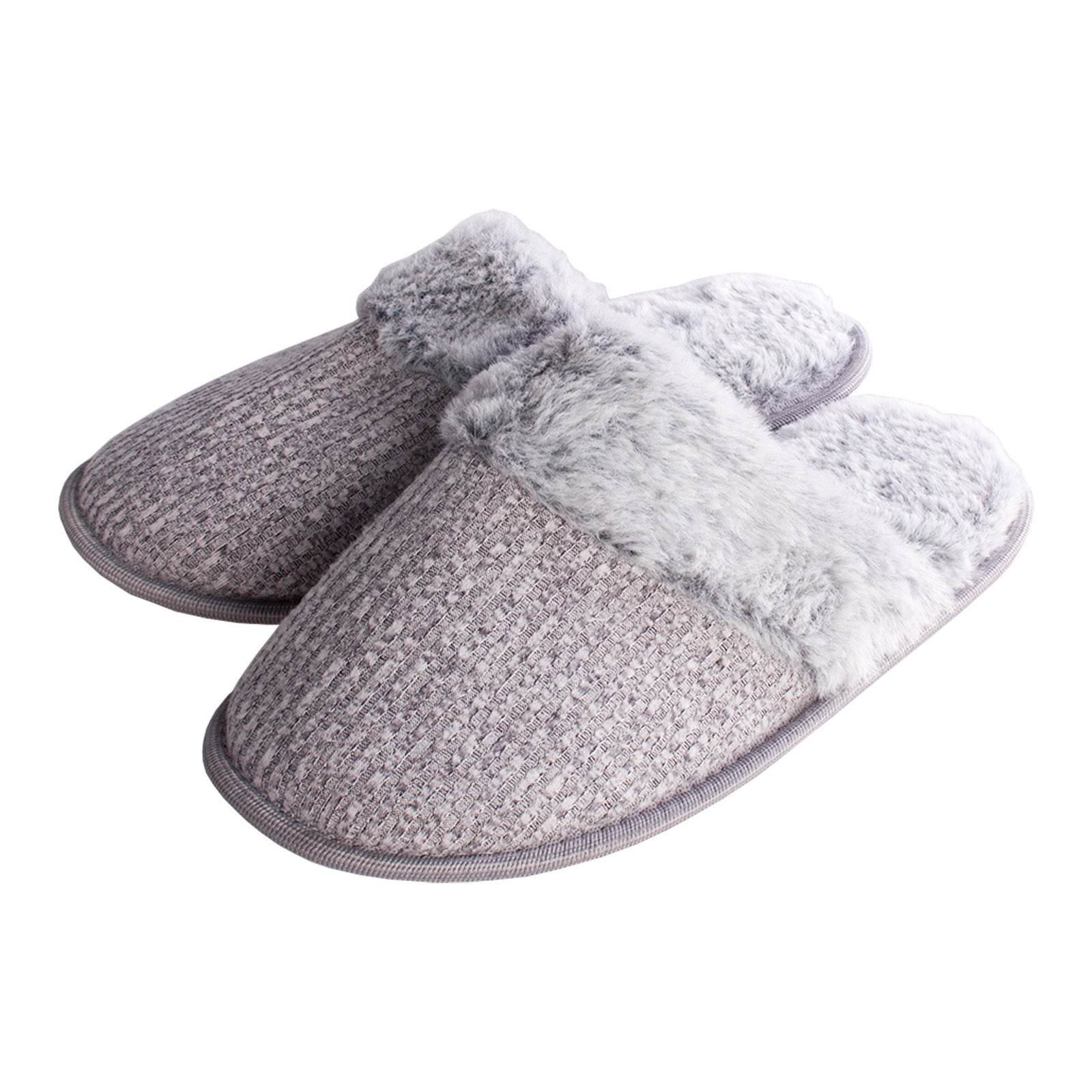 Ladies Grey Fur Lined Mules – Yorkshire Trading Company