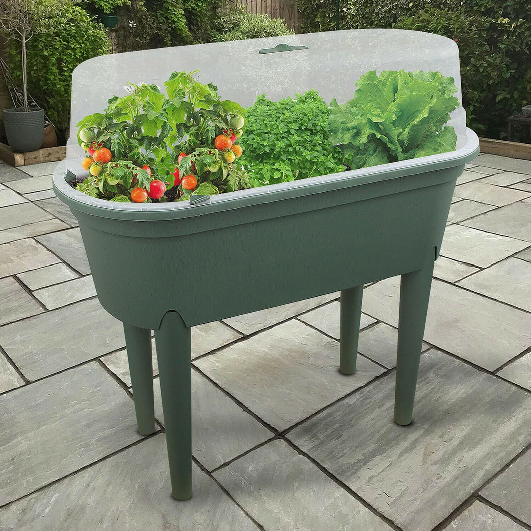 Green Raised Planter With Cover 77x38x84cm