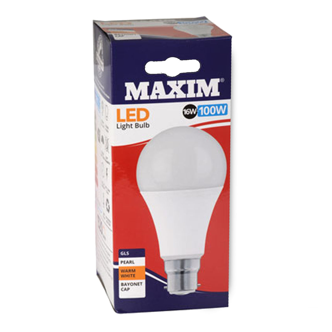 Maxim Warm White LED Bulb GLS BC 16w=100w