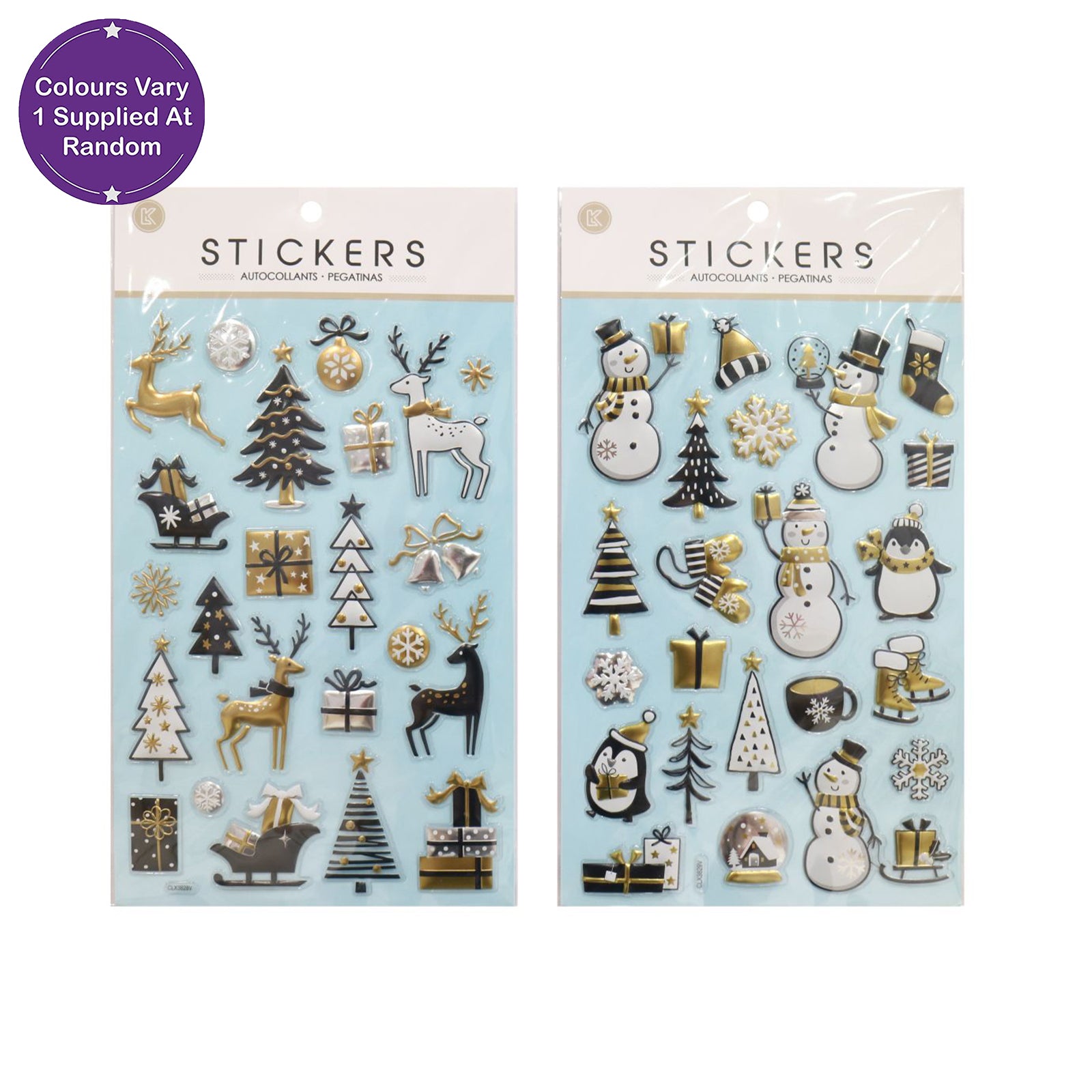 Christmas Puffy Stickers Metallic Gold | 2 Styles – Yorkshire Trading ...