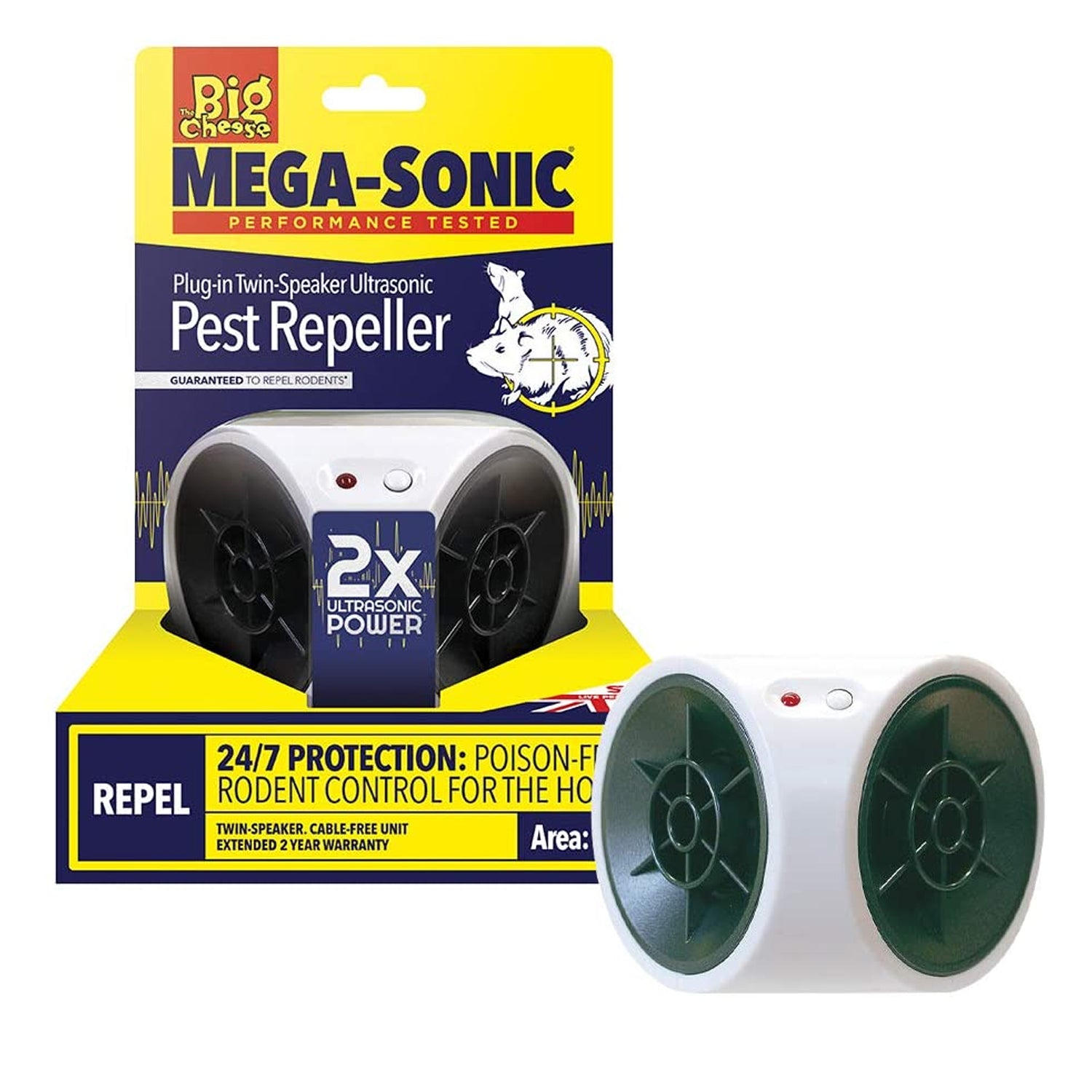 The Big Cheese Mega-Sonic Twin-Speaker Ultrasonic Pest Repeller